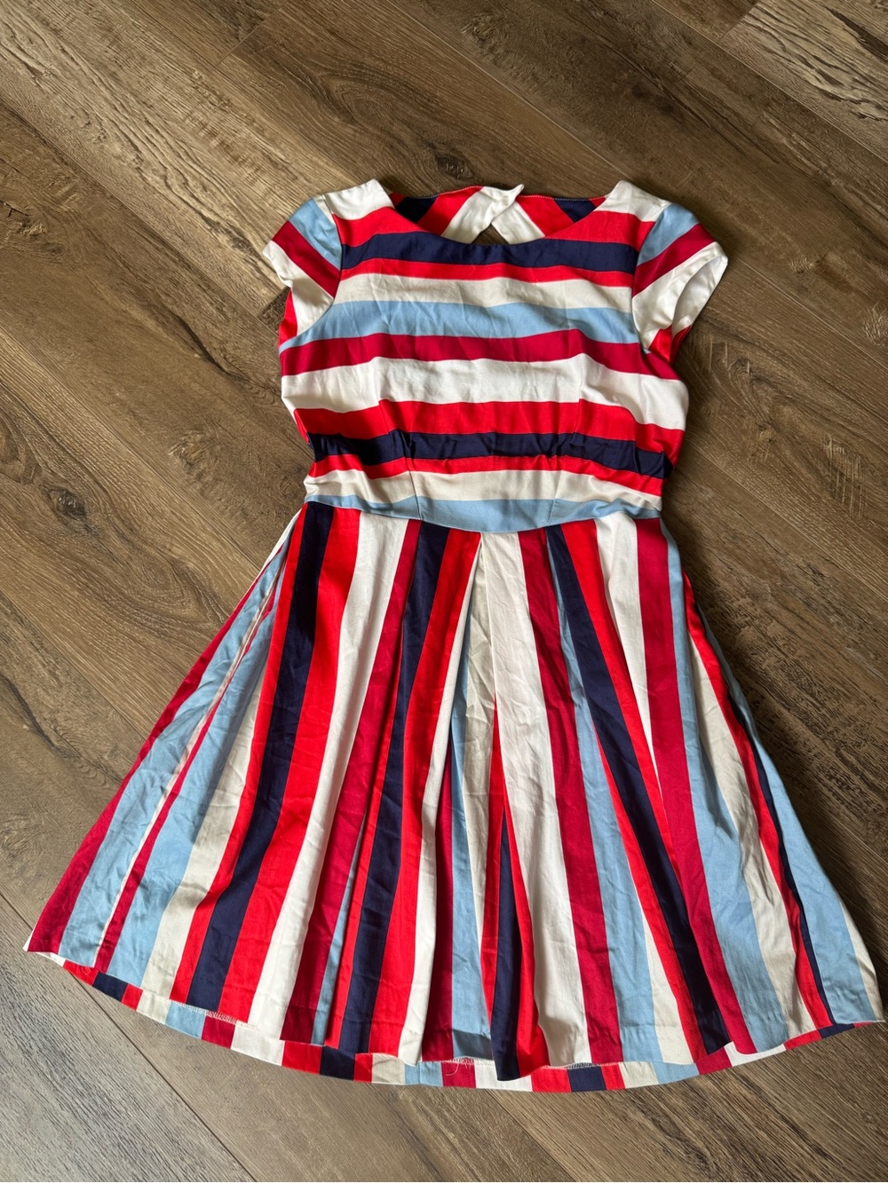 Closet Red, Navy & Light Blue Striped Fit-and-Flare Dress
